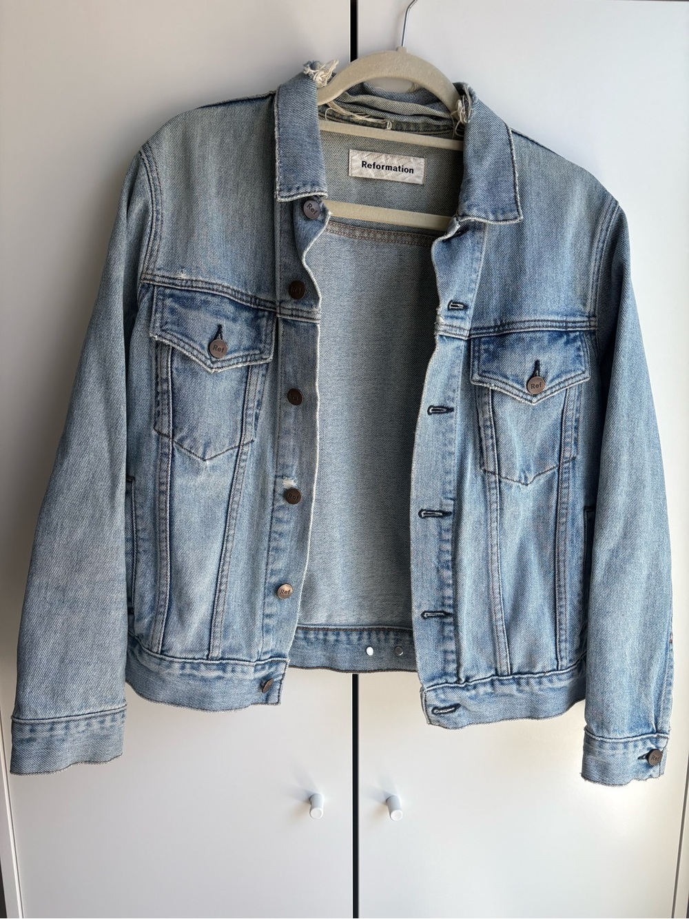 Reformation Light Wash Blue Denim Jacket